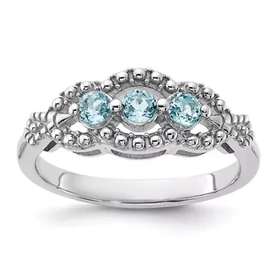 1/2 ct. t.w. Blue Topaz Ring Rhodium-plated Sterling Silver