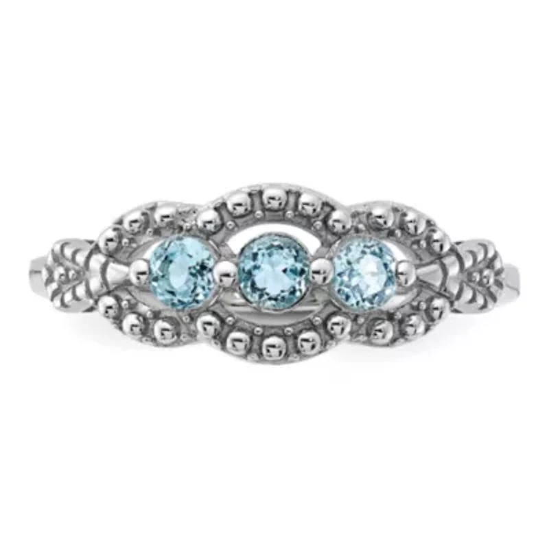 1/2 ct. t.w. Blue Topaz Ring Rhodium-plated Sterling Silver