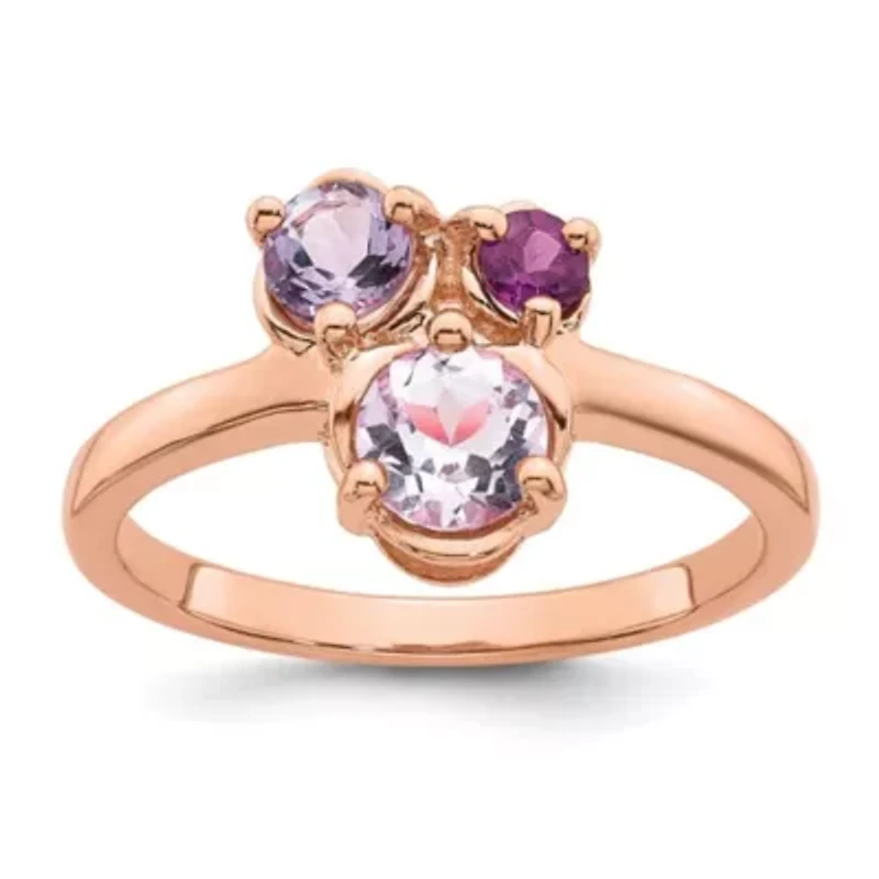 1/5 ct. t.w. Amethyst, 1/8 Rhodolite Garnet and 3/8 Quartz Ring Rose Gold-plated Sterling Silver