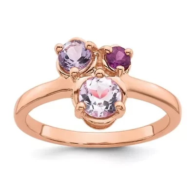 1/5 ct. t.w. Amethyst, 1/8 Rhodolite Garnet and 3/8 Quartz Ring Rose Gold-plated Sterling Silver