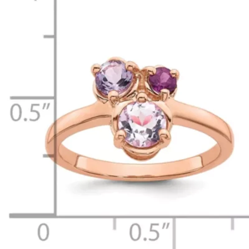 1/5 ct. t.w. Amethyst, 1/8 Rhodolite Garnet and 3/8 Quartz Ring Rose Gold-plated Sterling Silver