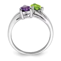 1/10 ct. t.w. Amethyst, 5/8 Peridot and 0.01 Diamond Ring Rhodium-plated Sterling Silver