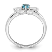 1/4 ct. t.w. Blue Topaz Polished Starfish Ring Rhodium-plated Sterling Silver