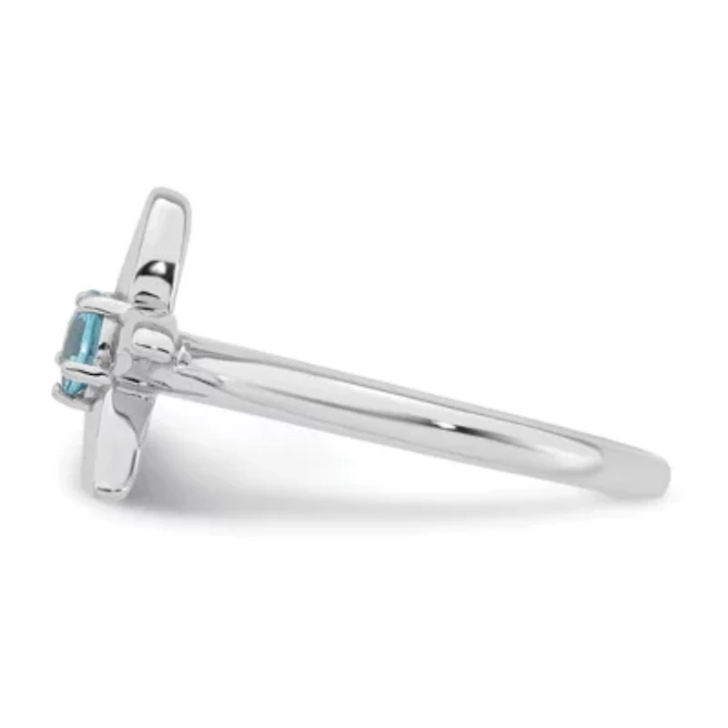 1/4 ct. t.w. Blue Topaz Polished Starfish Ring Rhodium-plated Sterling Silver
