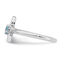 1/4 ct. t.w. Blue Topaz Polished Starfish Ring Rhodium-plated Sterling Silver