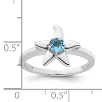 1/4 ct. t.w. Blue Topaz Polished Starfish Ring Rhodium-plated Sterling Silver