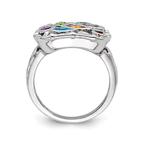 1/8 ct. t.w. Blue Topaz, 1/10 Amethyst, Citrine, 0.075 Peridot, 0.094 Rhodolite Garnet, 0.058 Iolite and Garnet Ring Rhodium-plated Sterling Silver