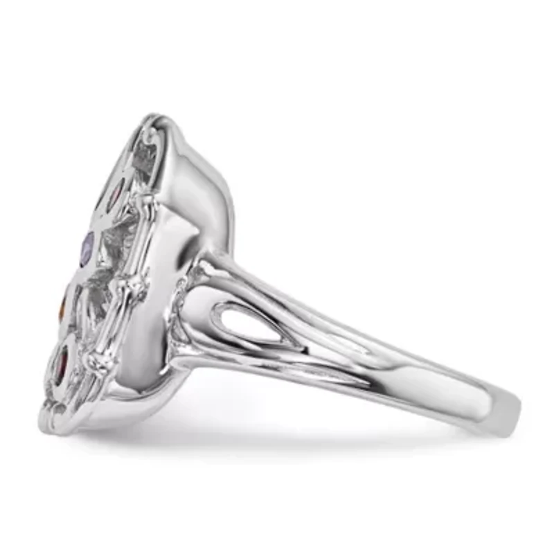 1/8 ct. t.w. Blue Topaz, 1/10 Amethyst, Citrine, 0.075 Peridot, 0.094 Rhodolite Garnet, 0.058 Iolite and Garnet Ring Rhodium-plated Sterling Silver