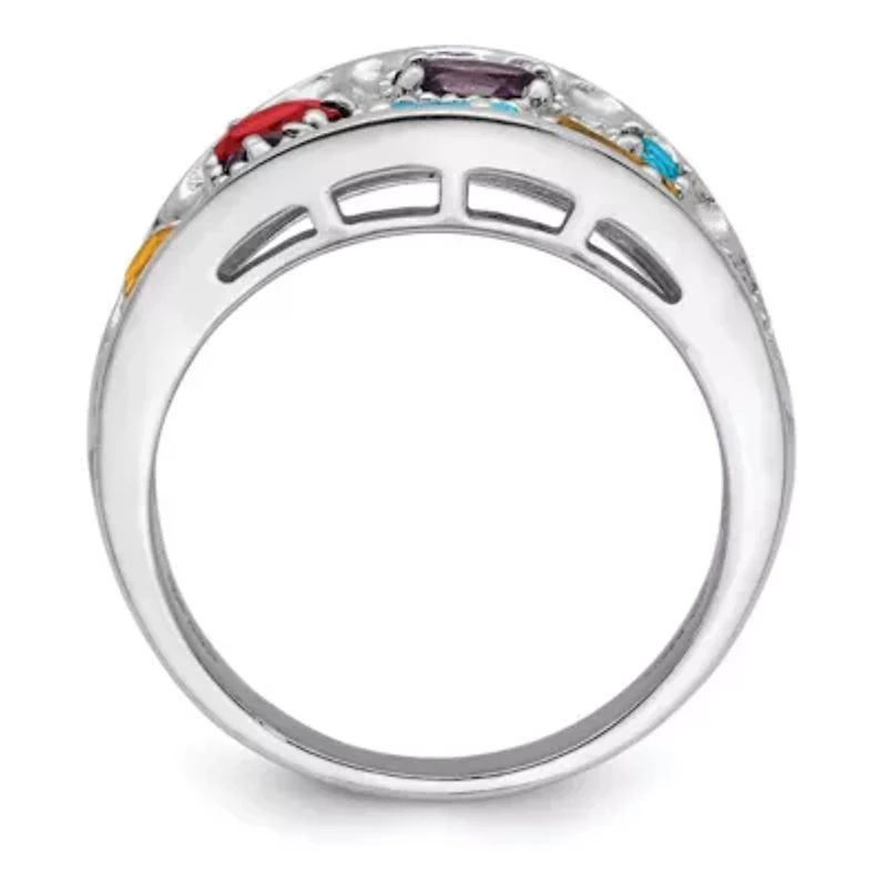 1/4 ct. t.w. Amethyst, 1/6 Blue Topaz, 3/8 Citrine, 1/5 Garnet and Peridot Ring Rhodium-plated Sterling Silver