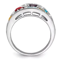 1/4 ct. t.w. Amethyst, 1/6 Blue Topaz, 3/8 Citrine, 1/5 Garnet and Peridot Ring Rhodium-plated Sterling Silver