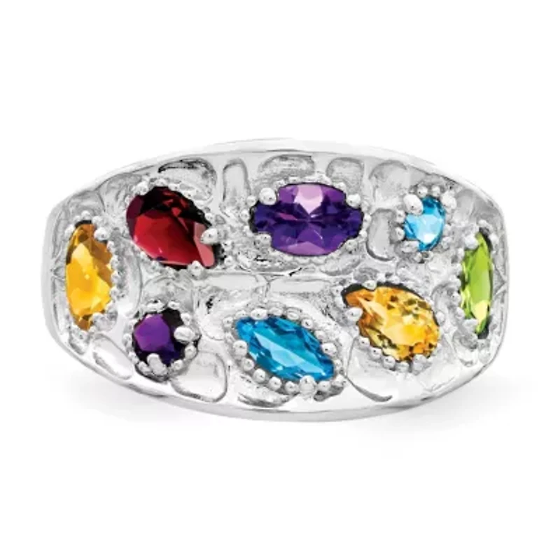 1/4 ct. t.w. Amethyst, 1/6 Blue Topaz, 3/8 Citrine, 1/5 Garnet and Peridot Ring Rhodium-plated Sterling Silver