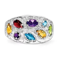 1/4 ct. t.w. Amethyst, 1/6 Blue Topaz, 3/8 Citrine, 1/5 Garnet and Peridot Ring Rhodium-plated Sterling Silver