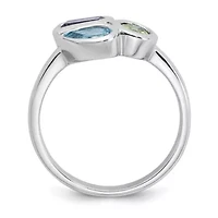 1/2 ct. t.w. Amethyst, 3/8 Blue Topaz and Peridot Polished Ring Rhodium-plated Sterling Silver