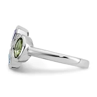 1/2 ct. t.w. Amethyst, 3/8 Blue Topaz and Peridot Polished Ring Rhodium-plated Sterling Silver