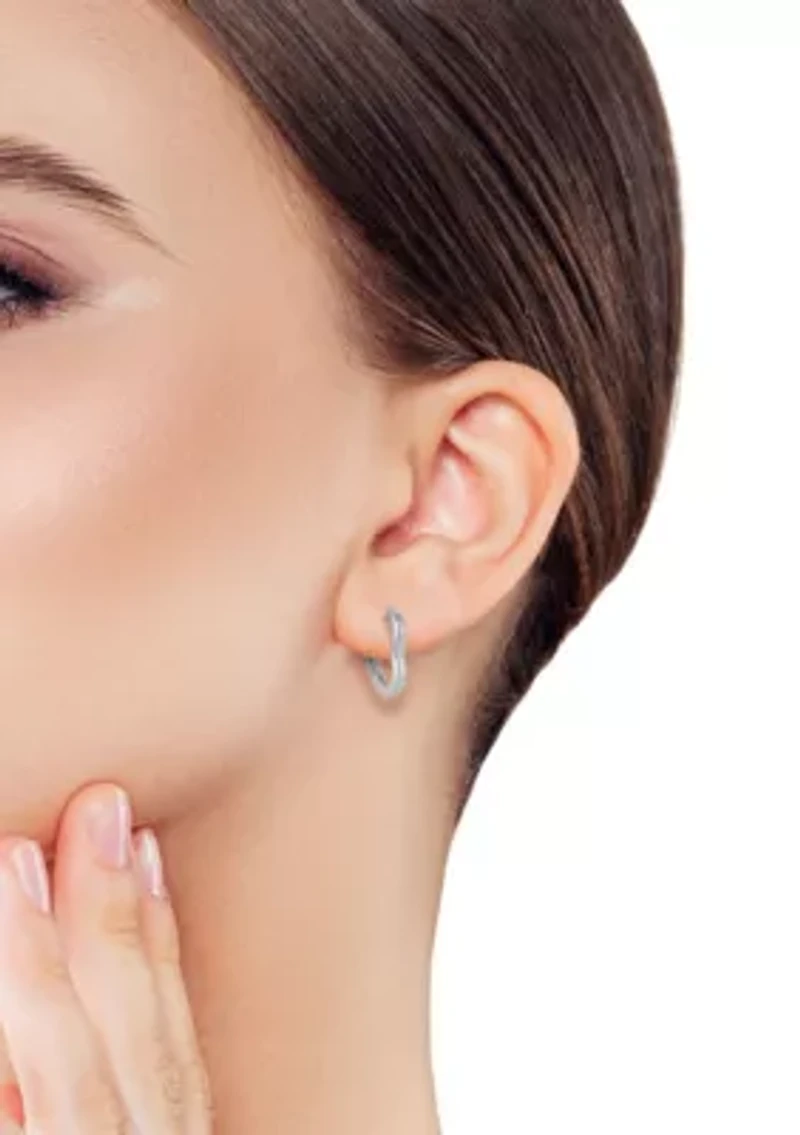 Sterling Silver Small Open Heart Huggie Hoop Earrings