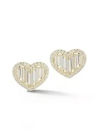 Sterling Silver Cubic Zirconia Heart Stud Earrings