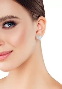 Sterling Silver Cubic Zirconia Heart Stud Earrings