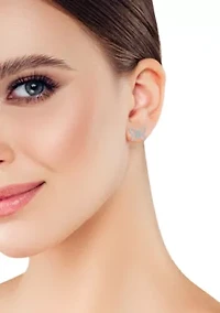 Sterling Silver Cubic Zirconia Butterfly Stud Earrings