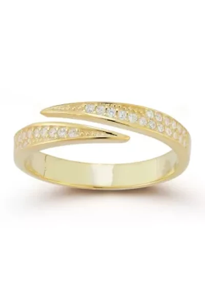 Sterling Silver Pave Bypass Band Ring