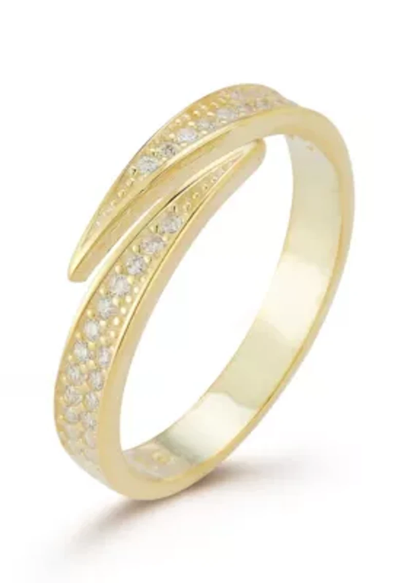 Sterling Silver Pave Bypass Band Ring