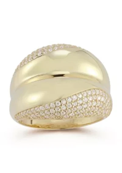 Sterling Silver Cubic Zirconia Bold Concave Dome Ring