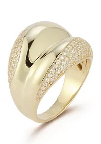 Sterling Silver Cubic Zirconia Bold Concave Dome Ring