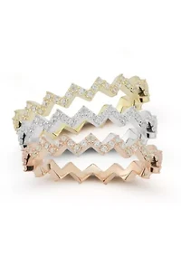 Sterling Silver Cubic Zirconia Zigzag Ring 3-Set