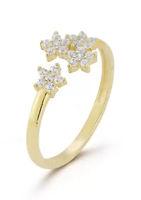 Sterling Silver Multi Flower Cuff Ring