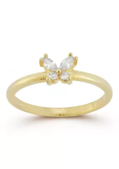 Sterling Silver Cubic Zirconia Butterfly Ring