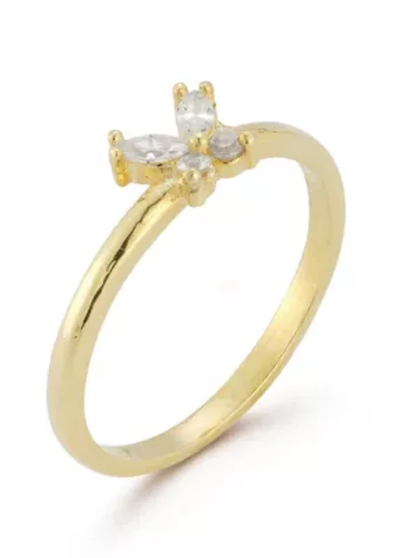 Sterling Silver Cubic Zirconia Butterfly Ring