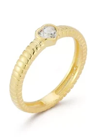 Sterling Silver Heart Cubic Zirconia Solitaire Ring