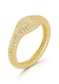 Sterling Silver Pave Signet Dome Ring