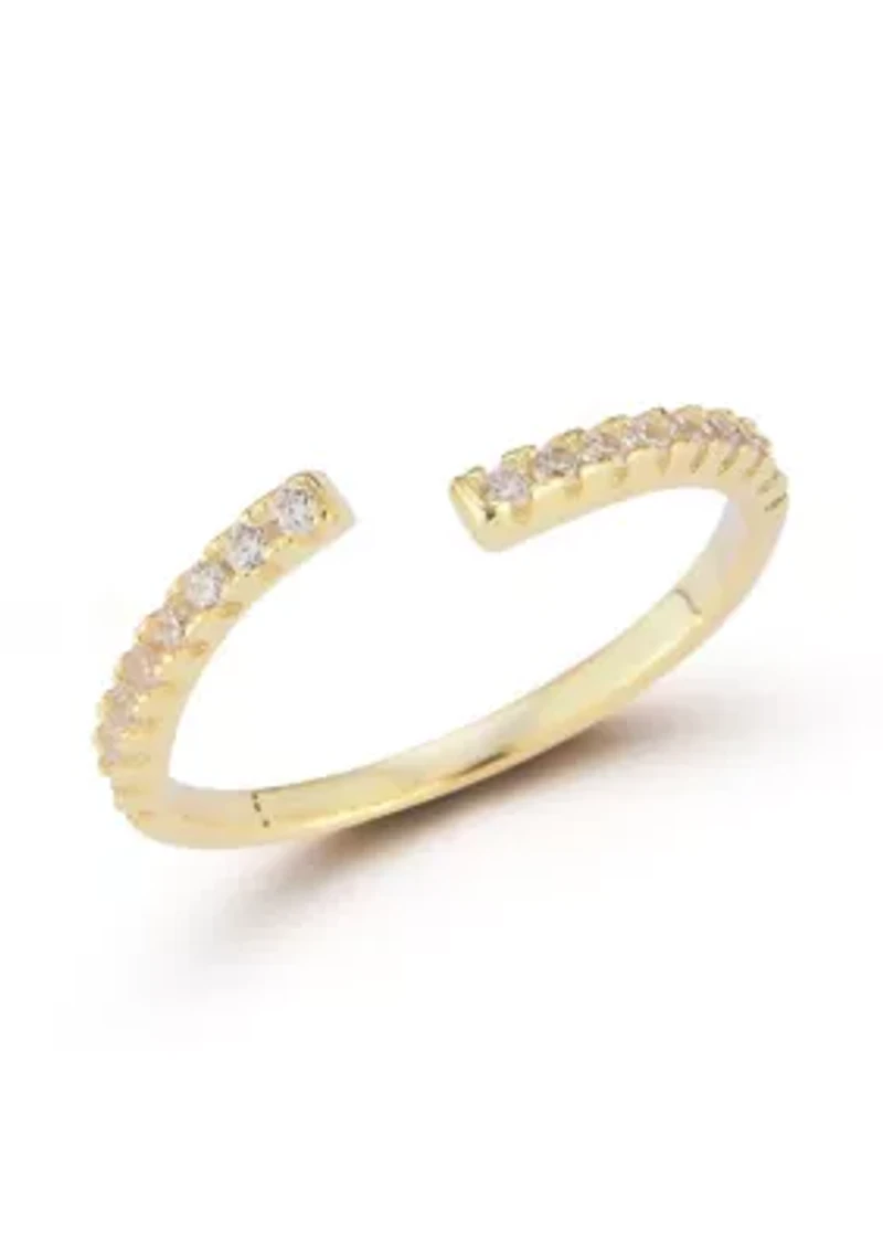 Sterling Silver Cubic Zirconia Bypass Ring