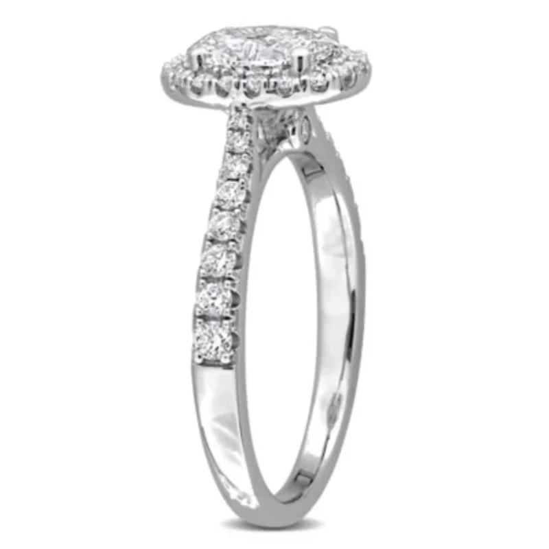 Lab Created Grown Diamonds Engagement Ring Sterling Silver