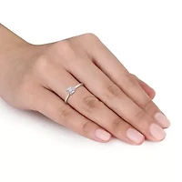 Lab Created Grown Diamond Solitaire Ring Sterling Silver