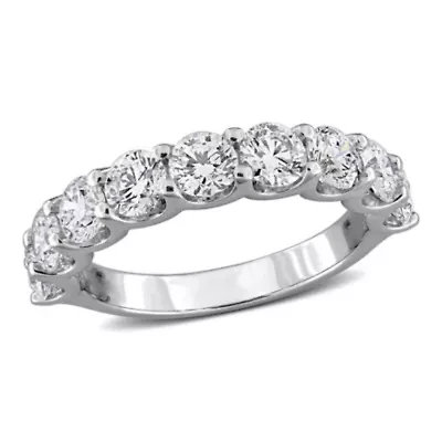 Lab Created Grown Diamond Semi-Eternity Ring Sterling Silver