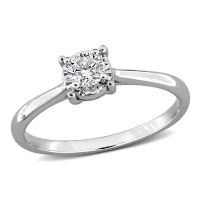 Lab Created Grown Diamond Solitaire Ring Sterling Silver
