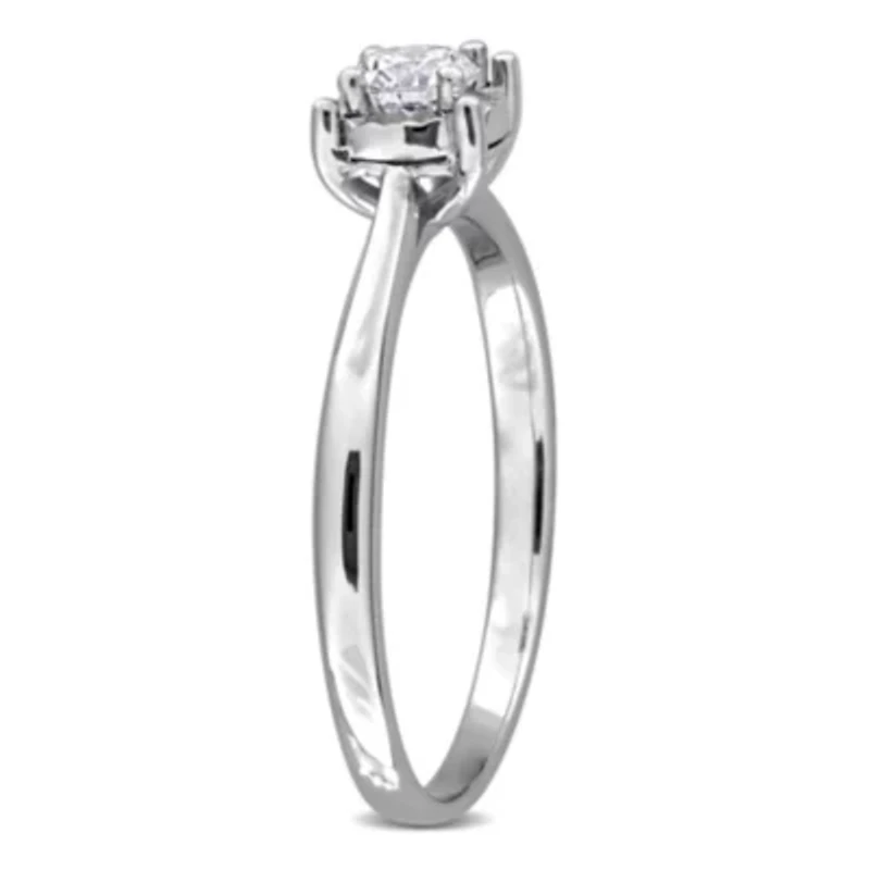 Lab Created Grown Diamond Solitaire Ring Sterling Silver