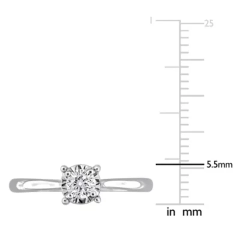 Lab Created Grown Diamond Solitaire Ring Sterling Silver