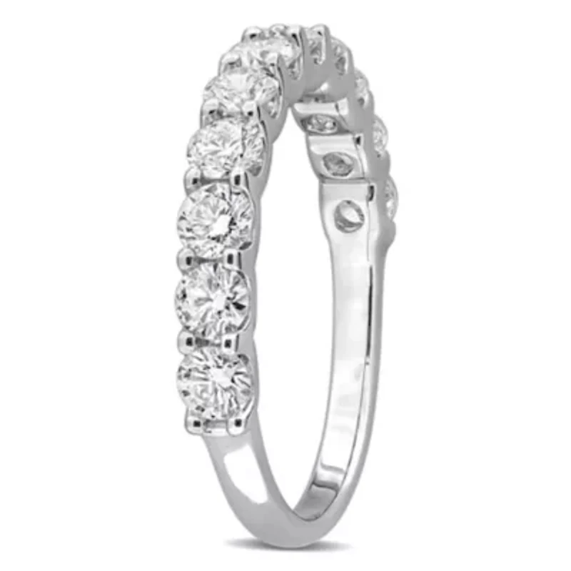 Lab Created Grown Diamond Semi-Eternity Ring Sterling Silver