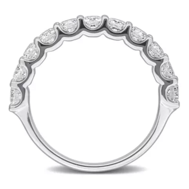 Lab Created Grown Diamond Semi-Eternity Ring Sterling Silver