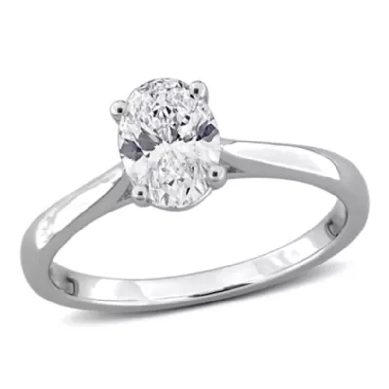 Oval & Round Lab Grown Diamond Solitaire Engagement Ring