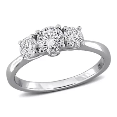 Lab Created Grown Diamond 3-Stone Ring Sterling Silver