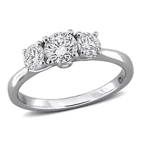 Lab Created Grown Diamond 3-Stone Ring Sterling Silver