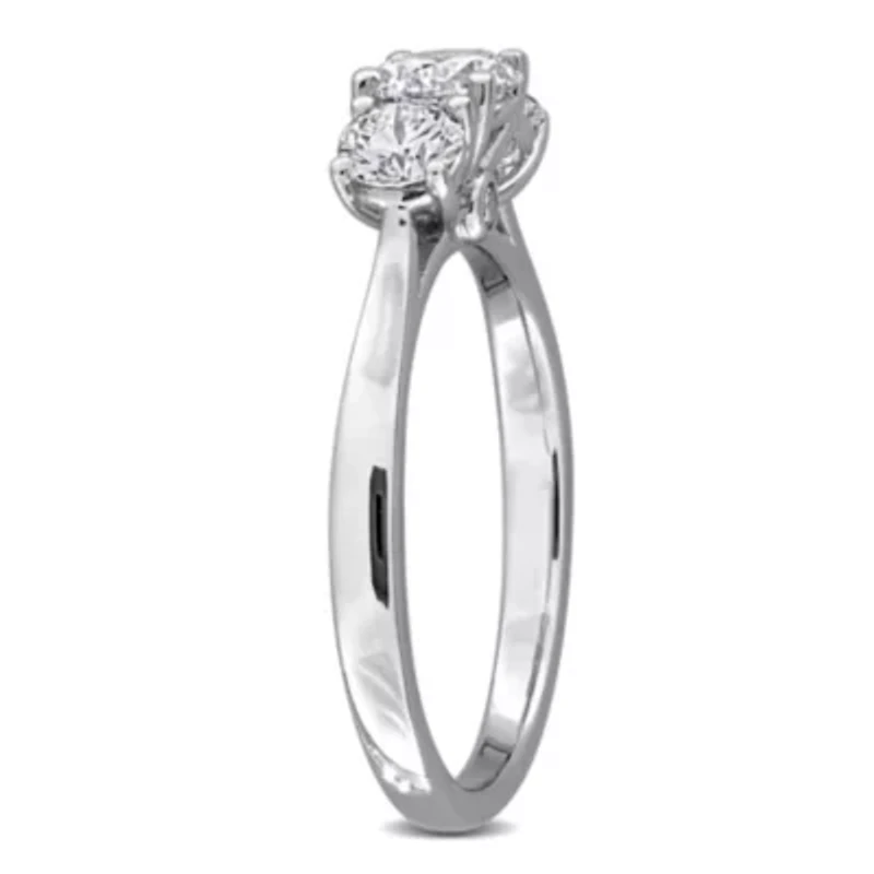 Lab Created Grown Diamond 3-Stone Ring Sterling Silver
