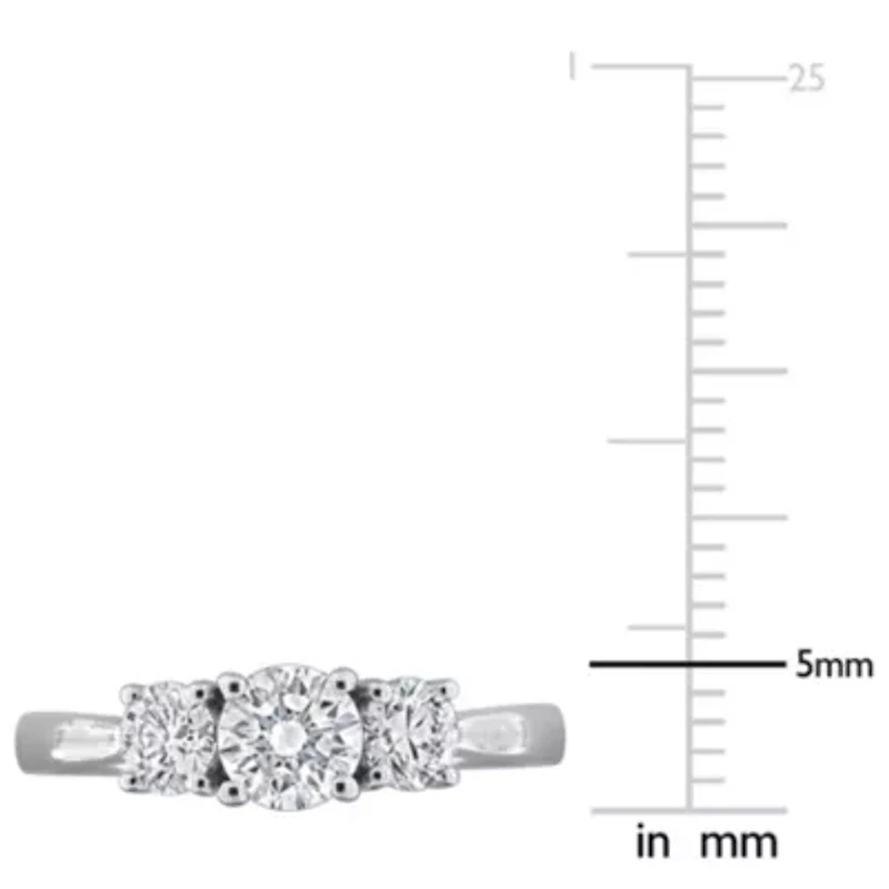 Lab Created Grown Diamond 3-Stone Ring Sterling Silver