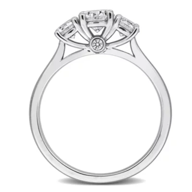 Lab Created Grown Diamond 3-Stone Ring Sterling Silver