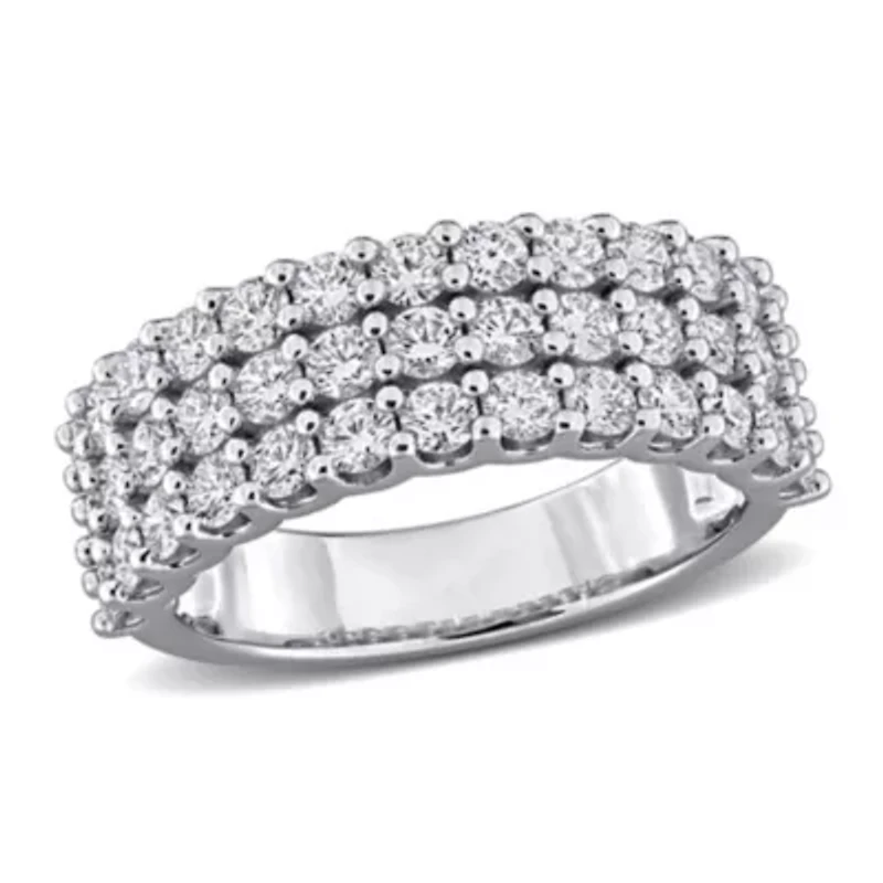 Lab Created Grown Diamond Triple-Row Ring Sterling Silver