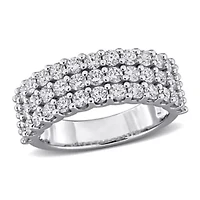Lab Created Grown Diamond Triple-Row Ring Sterling Silver