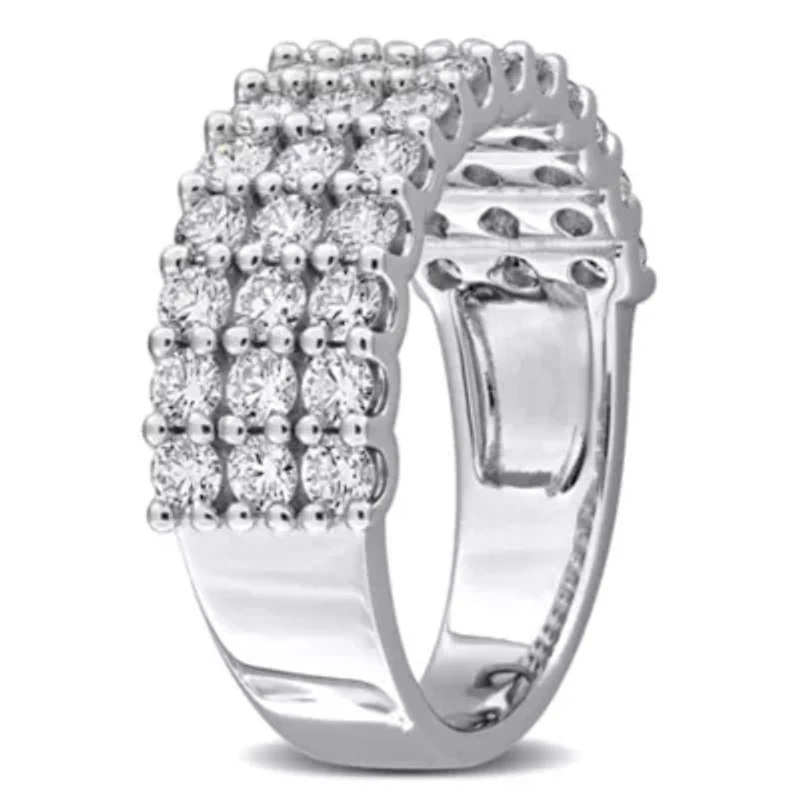Lab Created Grown Diamond Triple-Row Ring Sterling Silver